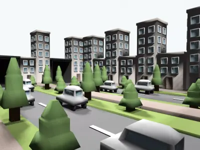 base city Low-poly 3D model