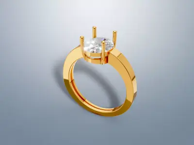 Oval stone ring 3D print model