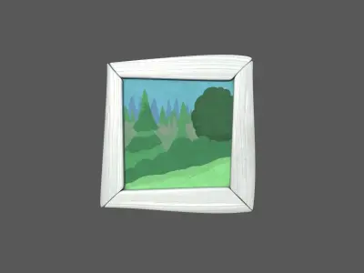Stylized Pictures Frames Wall Paintings 3D model
