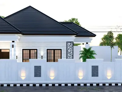 White Luxury Classic House full interior furniture  3D model