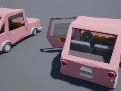 Low Poly Cartoon Style Car Low-poly 3D model