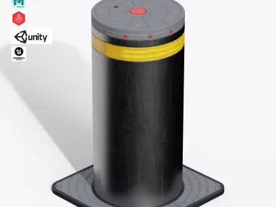Hydraulic Bollard Low-poly 3D model