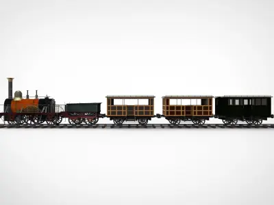Steam train 1858 3D model