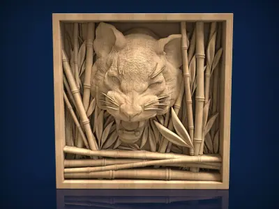 Carved panel painting STL 3D model 15