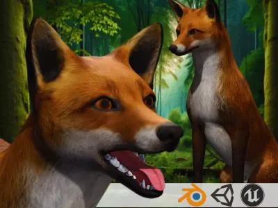 Fox Majestic Wilderness Wolf Nubis 3D Low poly Animal Model Low-poly 3D model