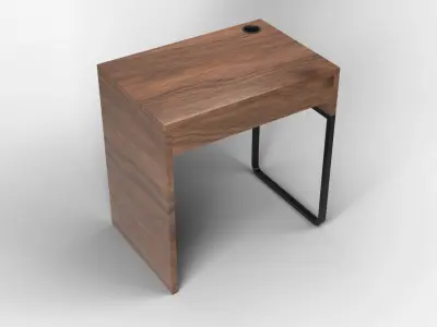 Mini Desk 01 - Walnut Wood 3D model