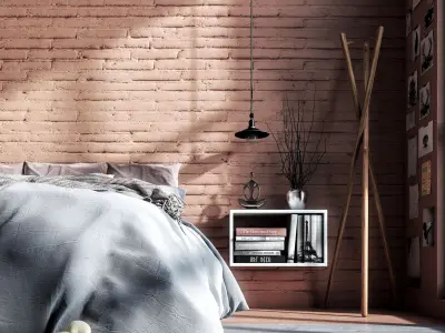 Modern Bedroom 3D Model 3ds Max and V-Ray Render Low-poly 3D model