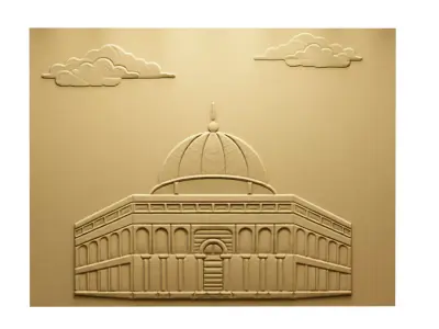 3d modern Dome of the Rock 3D Wall Panel Relief CNC 01 3D model
