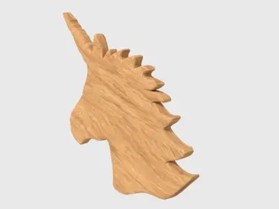 Low Poly Unicorn Wooden Head Silhouette Decorative Object Low-poly 3D model