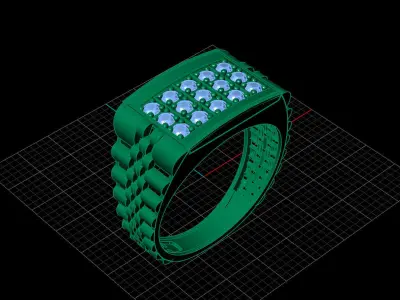 Print Ready STL 3DM  Gents Rings Diamond Men Ring  3D print model 219