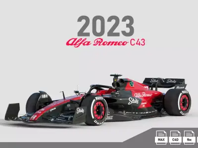 F1 Alfa Romeo C43 2023 Low-poly 3D model