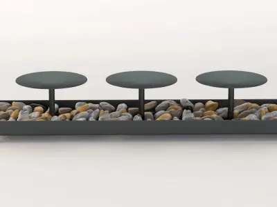 Kole Decorative Metal Candle Holder And Stones Set 3D model