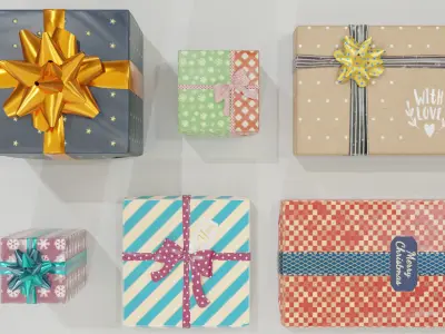 Gift boxes - 3D Low-poly 3D model
