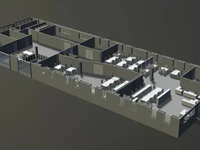 Office plan in building cut 3D model