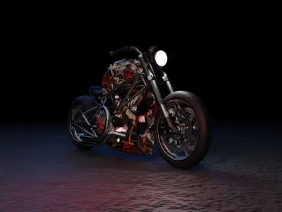 Custom Ducati Bobber Low-poly 3D model