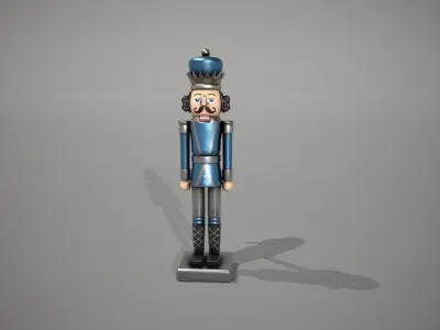 Glittery Blue Nut Cracker Low-poly 3D model