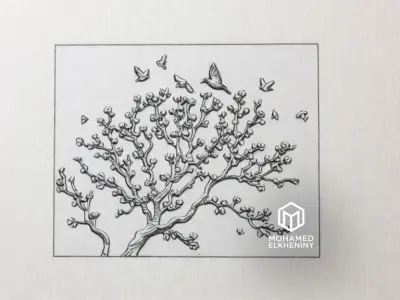 modern panel wall decor set wall relief mural CNC 117 3D model