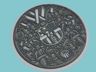 FC Barcelona Medallion Football 3D print model