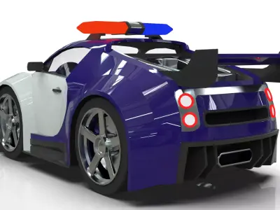 Police Supercar Stylized Low Poly Bugatti Inspired 3D model