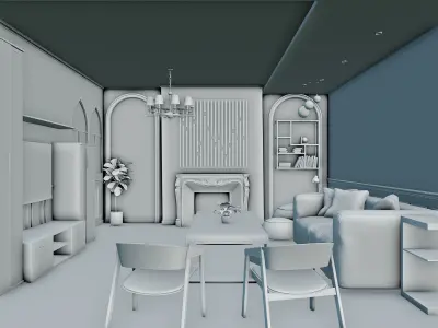 living room interior Low-poly 3D model