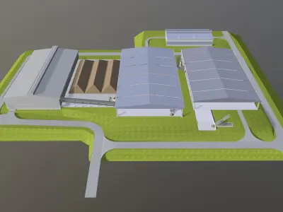 Concept layout for factory 3D model