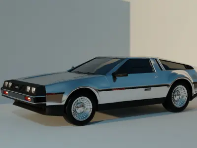 Delorean car Low-poly 3D model