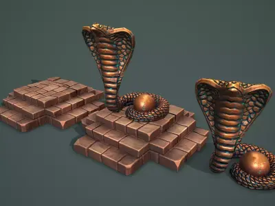 Statue snake Low-poly 3D model
