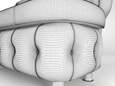 Quilted small sofa 3D model