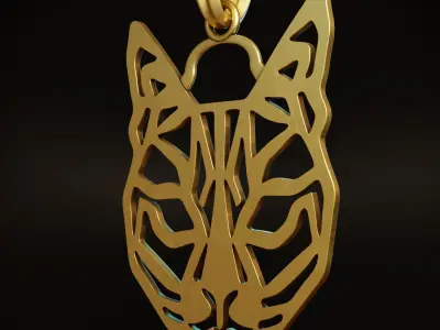 Feline Cat Stylized Pendant Amulet Necklace Design 3D print model