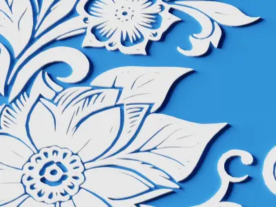 Floral Flourish Bundle 10 Corner Curve Beauties  Low-poly 3D model