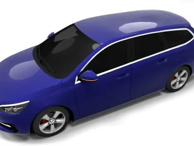 PEUGEOT 308 SW 2015 LOWPOLY Low-poly 3D model