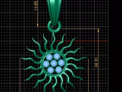 Gold Sunburst Pendant 3D print model