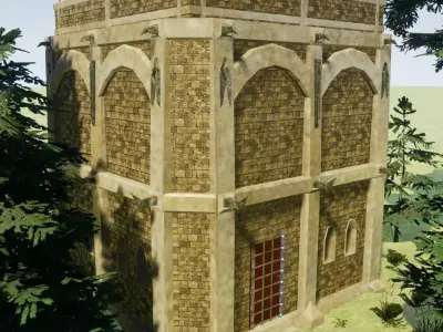 Fantasy medieval Keep 01 Free low-poly 3D model