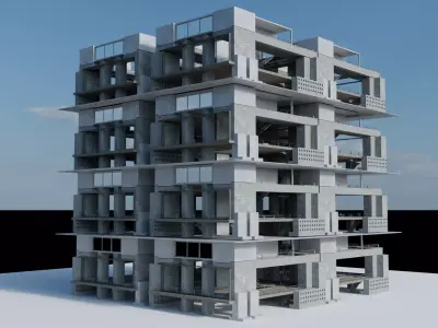 Modular Construction Building Site Free low-poly 3D model