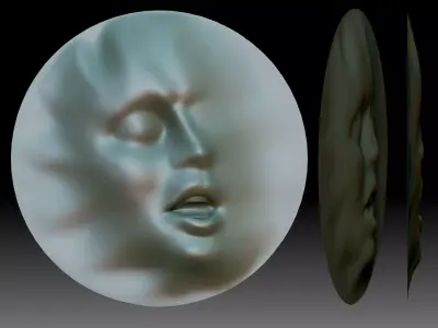 Decorative face low relief for CNC router or 3D printer 3D print model