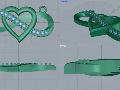 heart infinty pendant 3D print model