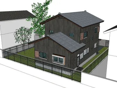 Nobility-History-Castle-Villa-09 house with car 3D model