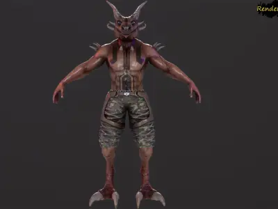 Lizard Mutant Low-poly 3D model