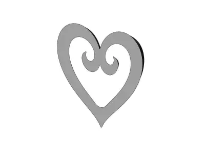 Heart shaped decoration element relief 3D print model