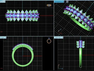 Ring n 6 gold with sapphires and diamonds 3D print model