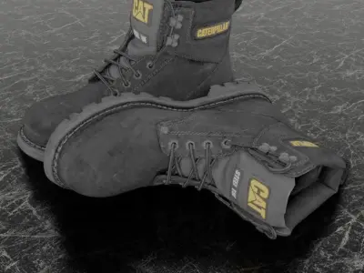 3D CAT BOOTS - STEEL TOE - BLACK Low-poly 3D model