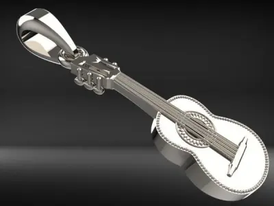 GUITAR MUSIC PENDANT NECKLACE Charm Jewelry 3D print model