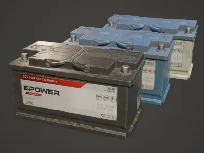 Car Battery 100 6CT 12 Volt - PBR Game Ready LODs Low-poly 3D model