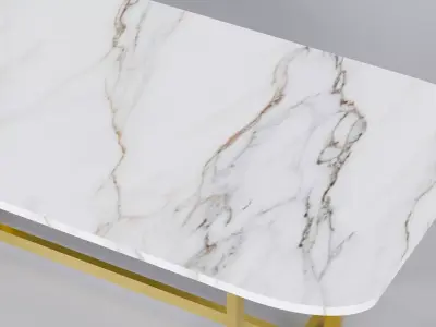 Luxury Gold Marble Table 3D Model True 4K PBR Renders Clean UV Low-poly 3D model