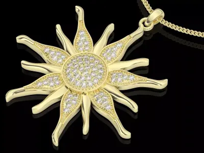 Jewelry fashion pendant sun pendant silver gold 3D print model
