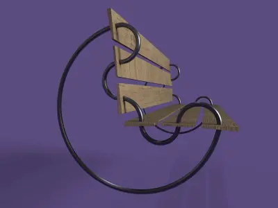 Bench wooden swing chair Free 3D model