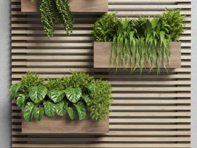 collection outdoor indoor plant stand wall wood vase 02 3D model