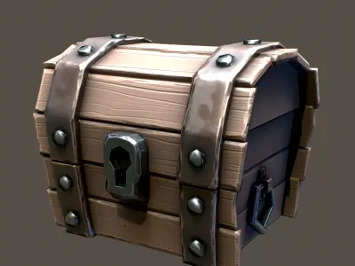 Chest low-poly 3D model PBR Game ready For Unreal Engine Low-poly 3D model