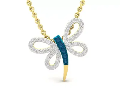 AV Round Diamond Womens Dragonfly Pendant 3D print model