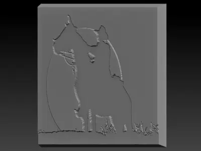 Covboy silhouette of cowboy riding horse 3D print model